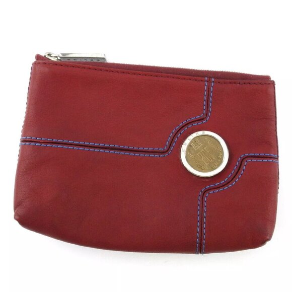 CELINE Pouch Euro Desse Bordeaux Leather Authentic - Picture 1 of 8